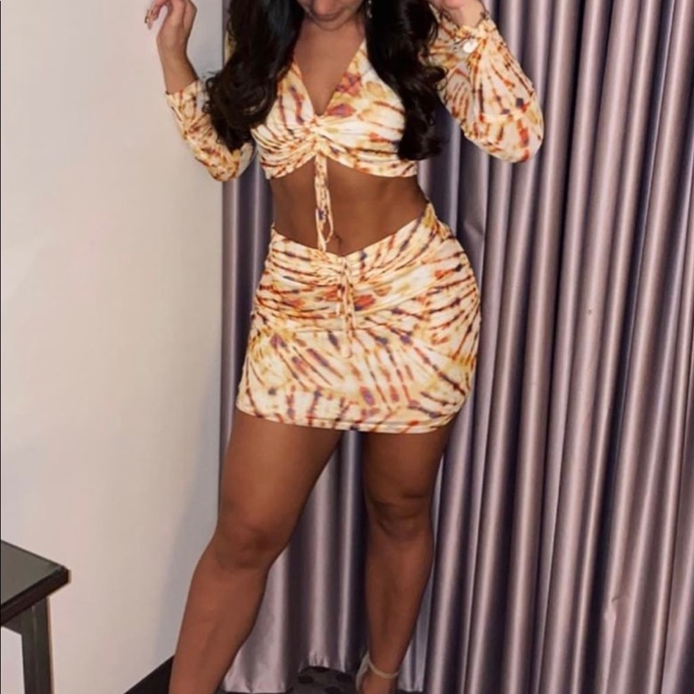Yellow Mesh Matching Set